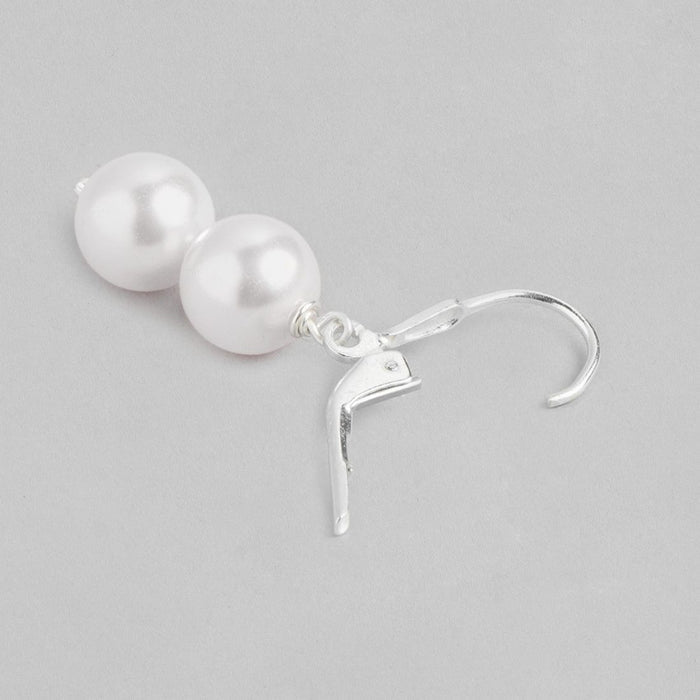 Ethereal Elegance Pearl Rhodium Plated 925 Sterling Silver Earrings