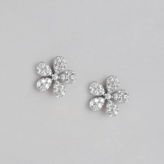 Ethereal Floral CZ Radiance Rhodium-Plated 925 Sterling Silver Jewelry Set