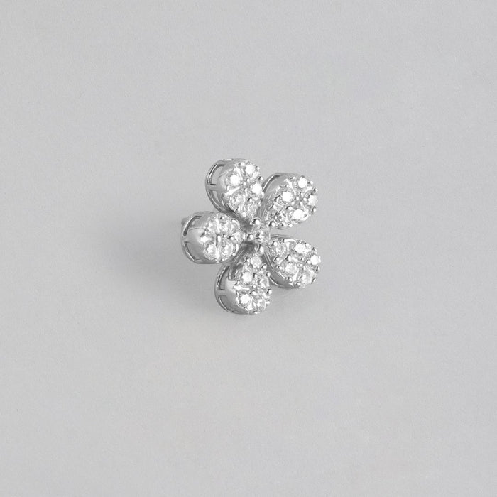 Ethereal Floral CZ Radiance Rhodium-Plated 925 Sterling Silver Jewelry Set
