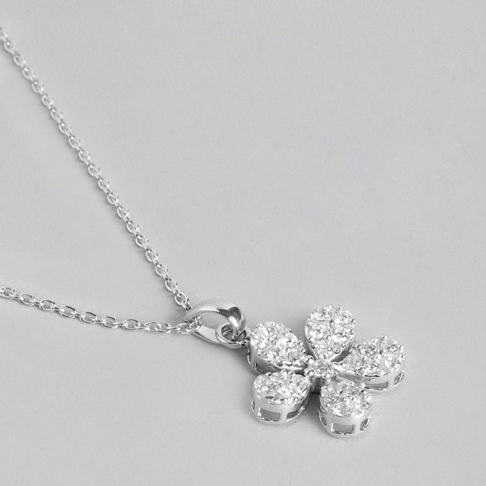 Ethereal Floral CZ Radiance Rhodium-Plated 925 Sterling Silver Jewelry Set