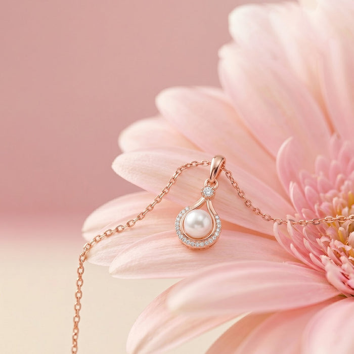 Ethereal Fusion: Rose Gold Plated 925 Sterling Silver Pendant with Link Chain