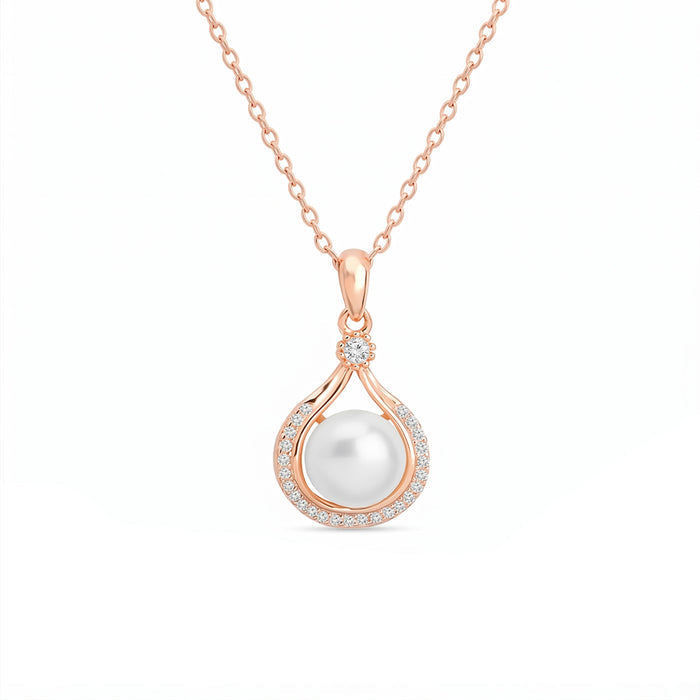Ethereal Fusion: Rose Gold Plated 925 Sterling Silver Pendant with Link Chain