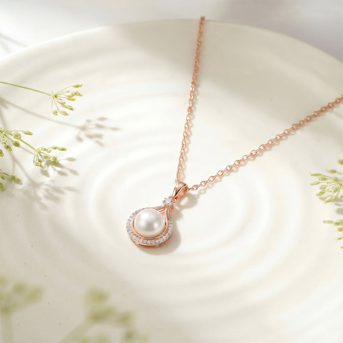 Ethereal Fusion: Rose Gold Plated 925 Sterling Silver Pendant with Link Chain
