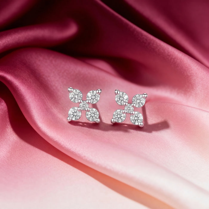 Ethereal Glow Rhodium Plated 925 Silver Stud Earring