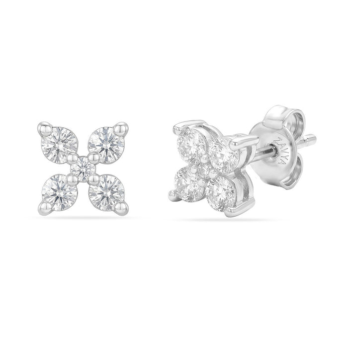 Ethereal Glow Rhodium Plated 925 Silver Stud Earring