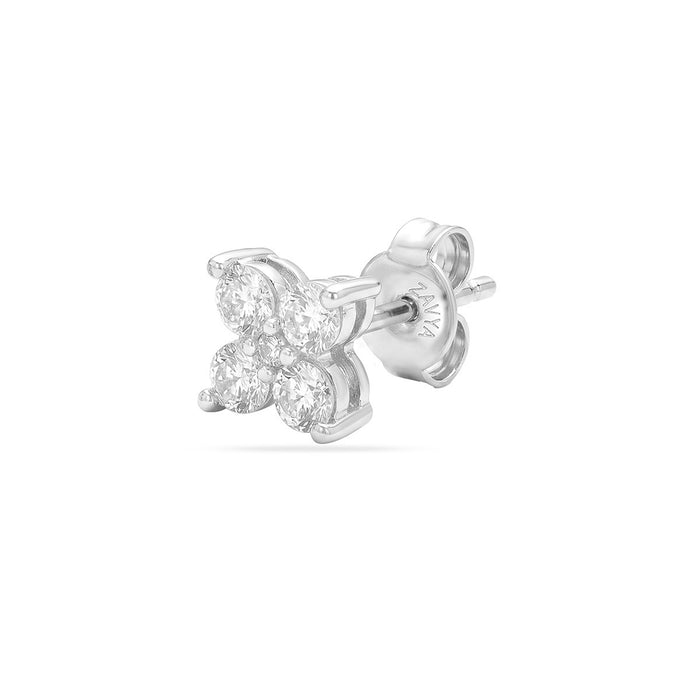 Ethereal Glow Rhodium Plated 925 Silver Stud Earring