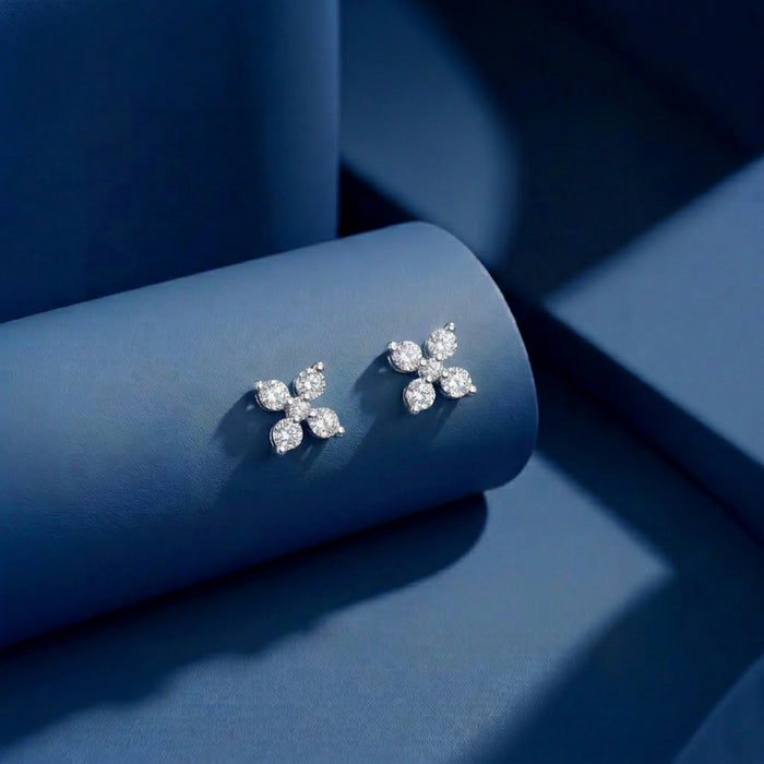 Ethereal Glow Rhodium Plated 925 Silver Stud Earring