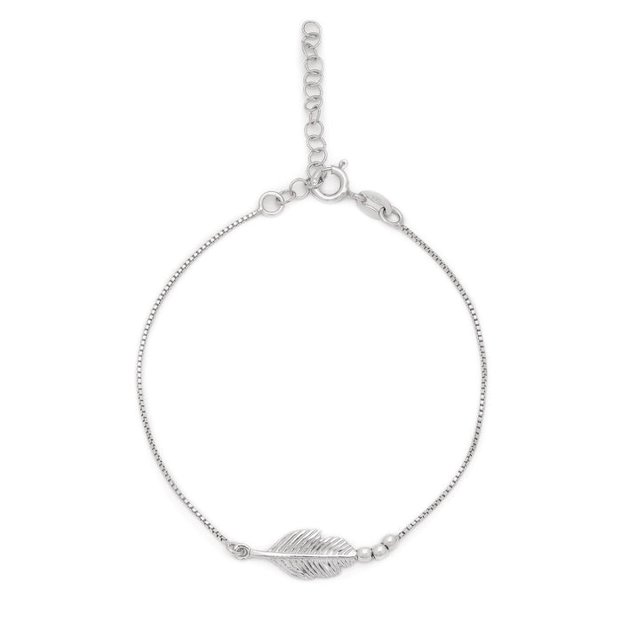 Ethereal Leaf Rhodium-Plated 925 Sterling Silver Adjustable Bracelet