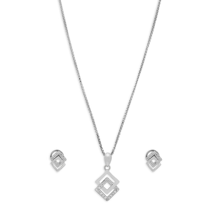 Ethereal Radiance 925 Sterling Silver Rhodium-Plated Jewelry Set