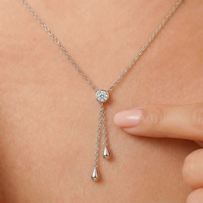 Ethereal Radiance Rhodium Plated 925 Silver Necklace
