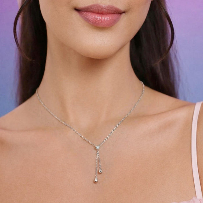 Ethereal Radiance Rhodium Plated 925 Silver Necklace