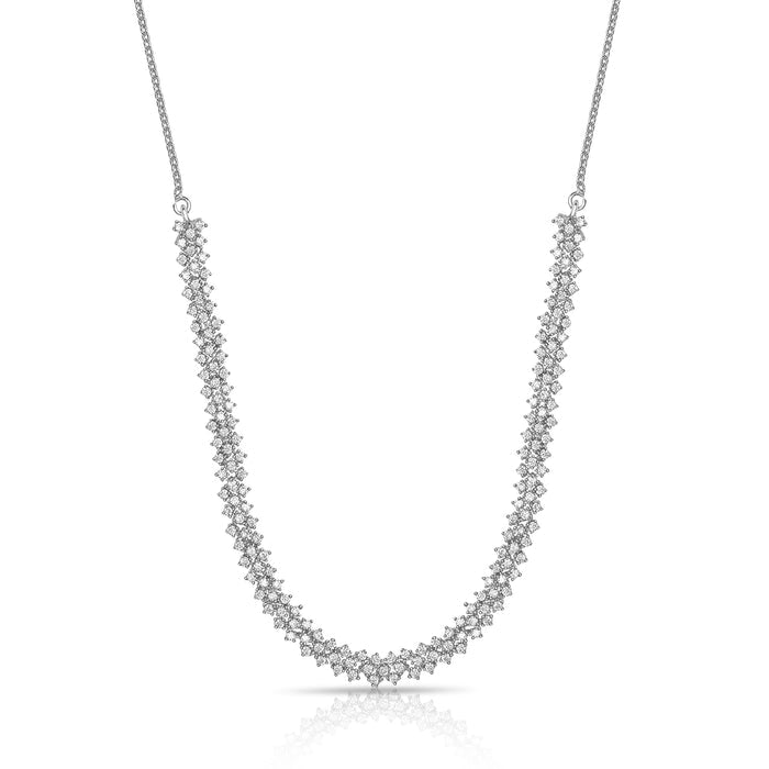 Ethereal Radiance Rhodium-Plated 925 Sterling Silver Abstract Necklace