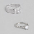Everlasting Promise Rhodium-Plated 925 Sterling Silver Couple Ring (Adjustable)