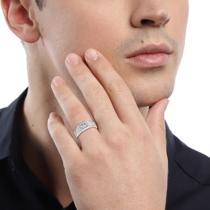 Everlasting Promise Rhodium-Plated 925 Sterling Silver Couple Ring (Adjustable)
