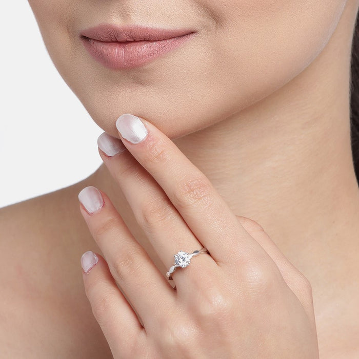 Everlasting Promise Rhodium-Plated 925 Sterling Silver Couple Ring (Adjustable)