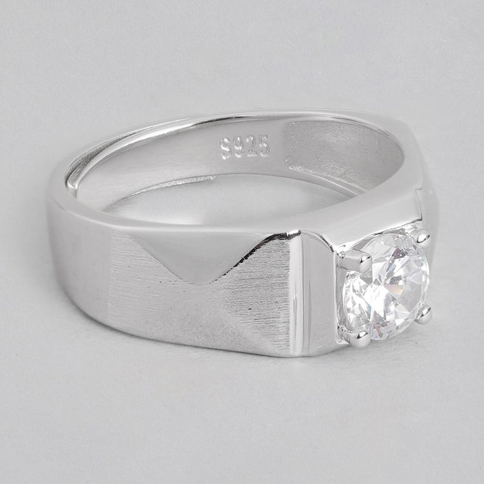 Everlasting Promise Rhodium-Plated 925 Sterling Silver Couple Ring (Adjustable)