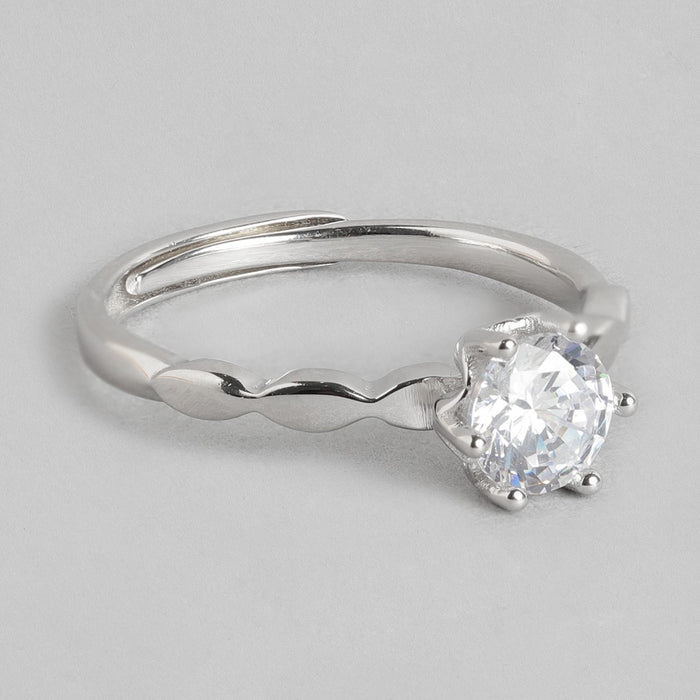 Everlasting Promise Rhodium-Plated 925 Sterling Silver Couple Ring (Adjustable)