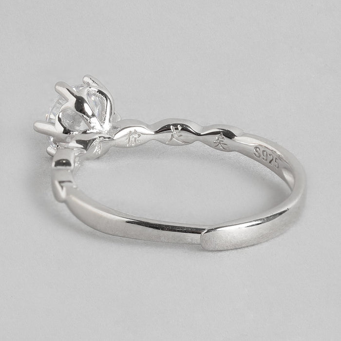 Everlasting Promise Rhodium-Plated 925 Sterling Silver Couple Ring (Adjustable)