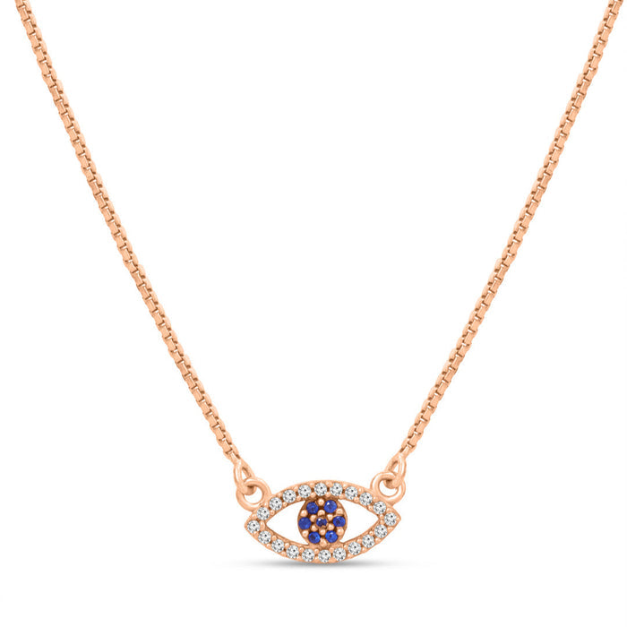 Evil Eye 925 Sterling Silver Rose Gold Plated Necklace
