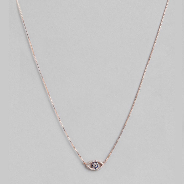 Evil Eye 925 Sterling Silver Rose Gold Plated Necklace