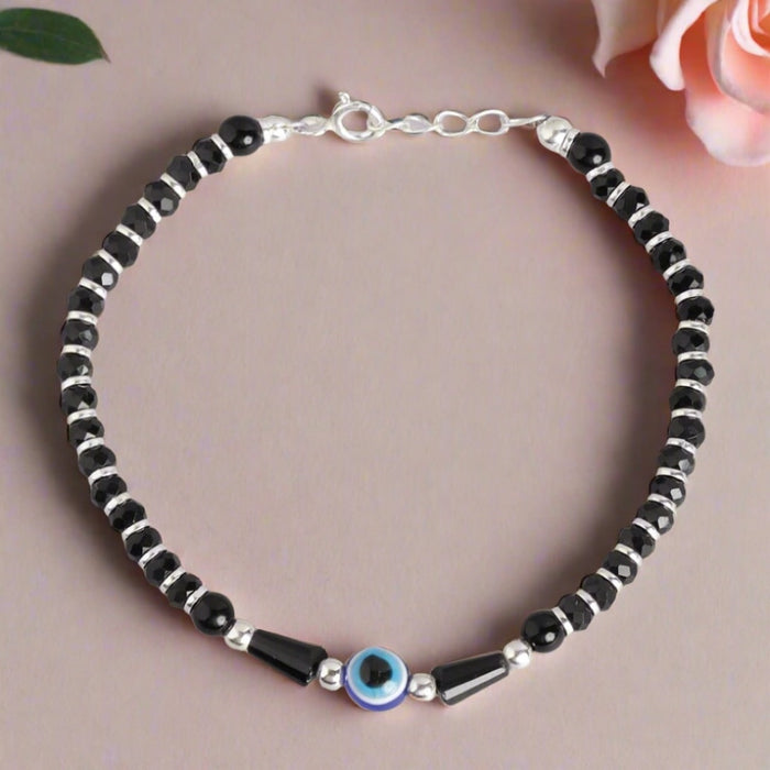 925 Sterling Silver Evil Eye Black Beads 925 Sterling Silver Bracelet for Women – Zavya