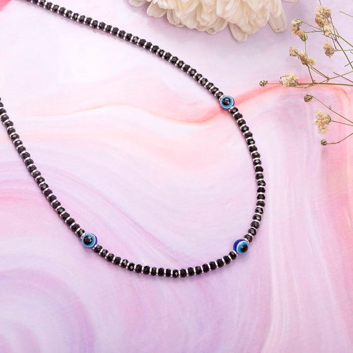 Evil Eye Black Beads 925 Sterling Silver Necklace