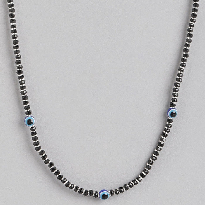 Evil Eye Black Beads 925 Sterling Silver Necklace