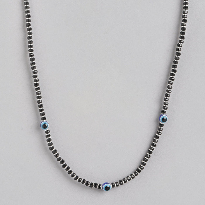 Evil Eye Black Beads 925 Sterling Silver Necklace