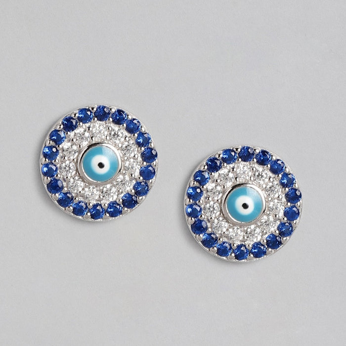 Evil Eye Cubic Zirconia Stud 925 Silver Earrings