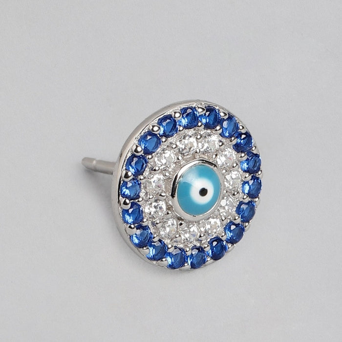 Evil Eye Cubic Zirconia Stud 925 Silver Earrings