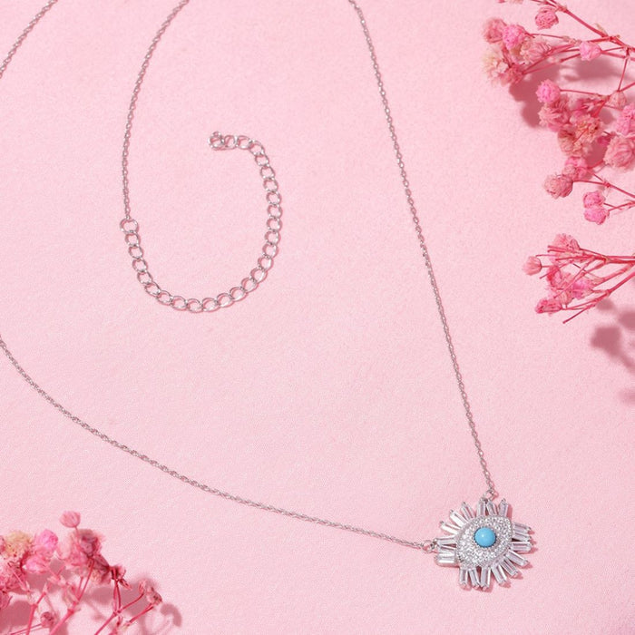 Evil Eye Guardian Rhodium-Plated Cubic Zirconia 925 Sterling Silver Necklace