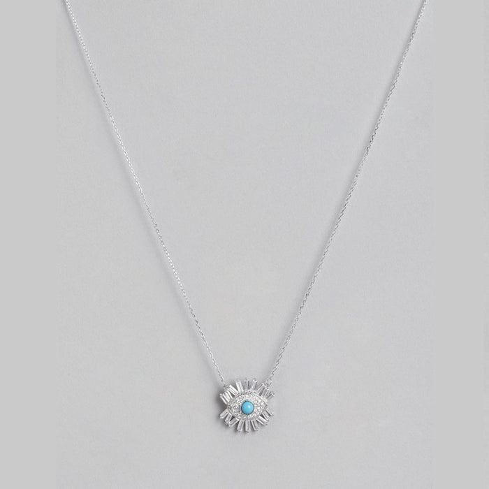 Evil Eye Guardian Rhodium-Plated Cubic Zirconia 925 Sterling Silver Necklace