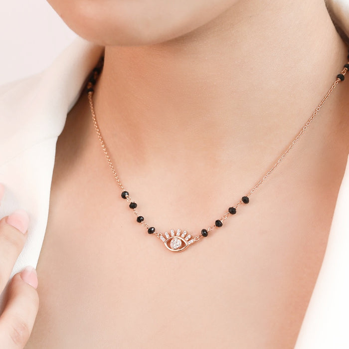 Evil Eye Protection Rose Gold Plated 925 Sterling Silver Mangalsutra