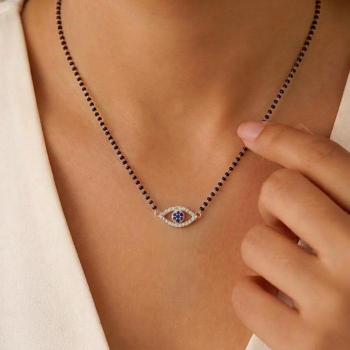 Evil Eye Rose Gold Plated 925 Sterling Silver Mangalsutra Necklace