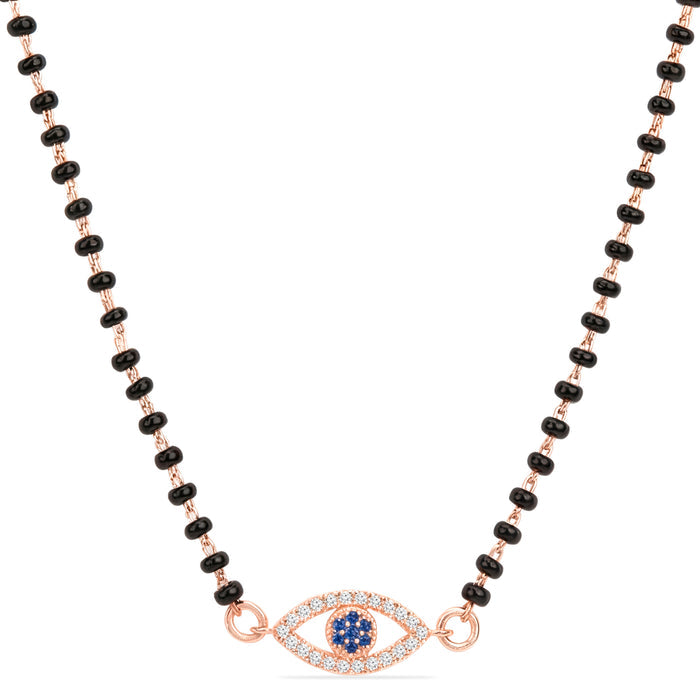 Evil Eye Rose Gold Plated 925 Sterling Silver Mangalsutra Necklace