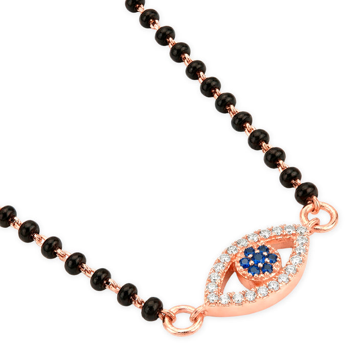 Evil Eye Rose Gold Plated 925 Sterling Silver Mangalsutra Necklace