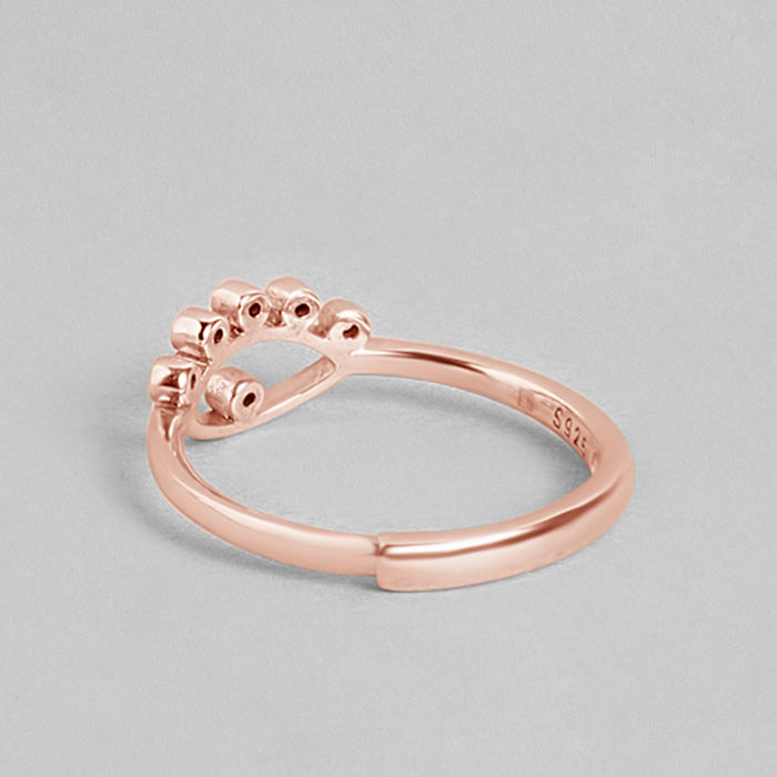 Evil Eye Rose Gold Plated CZ 925 Sterling Silver Ring for Women (Adjustable)