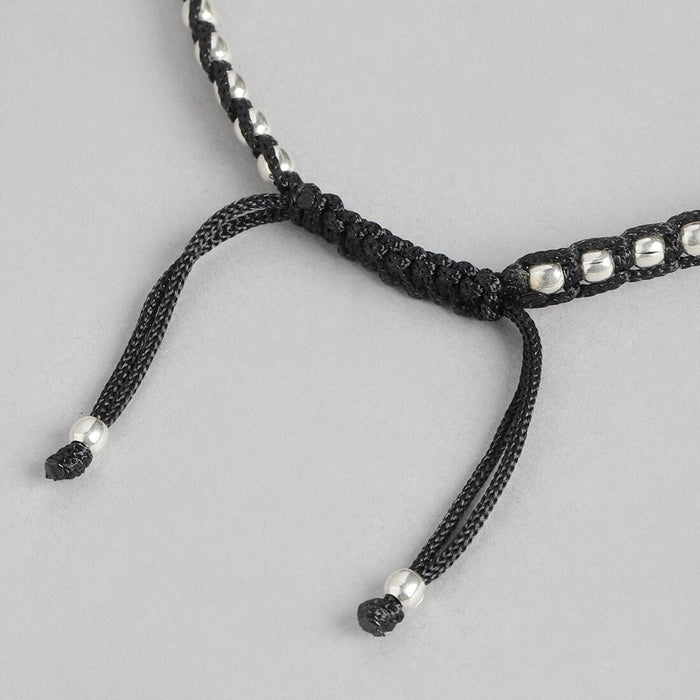 Evil Eye Single Bead Rhodium Plated 925 Sterling Silver Thread Anklet