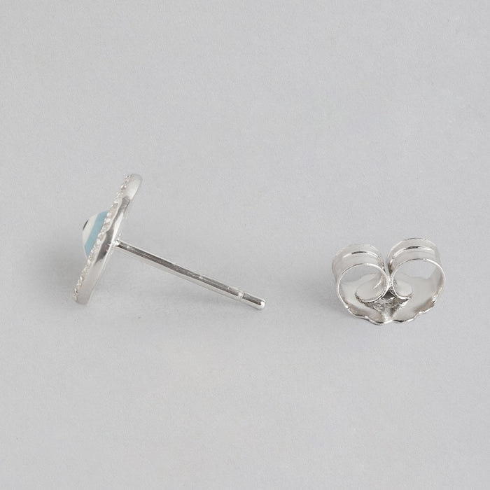 Evil Eye Stone and Cubic Zirconia Stud 925 Silver Earrings