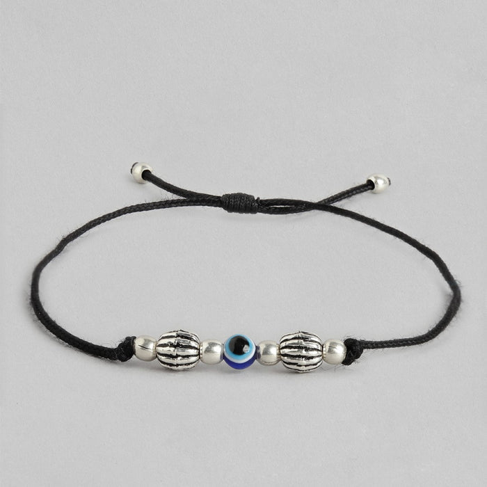 Evil Eyes Rhodium Plated 925 Sterling Silver Thread Anklet