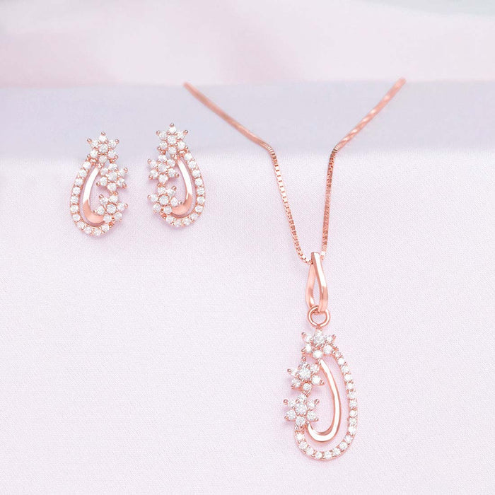 Exquisite Charm Rose Gold Plated 925 Sterling Silver Jewelry Set
