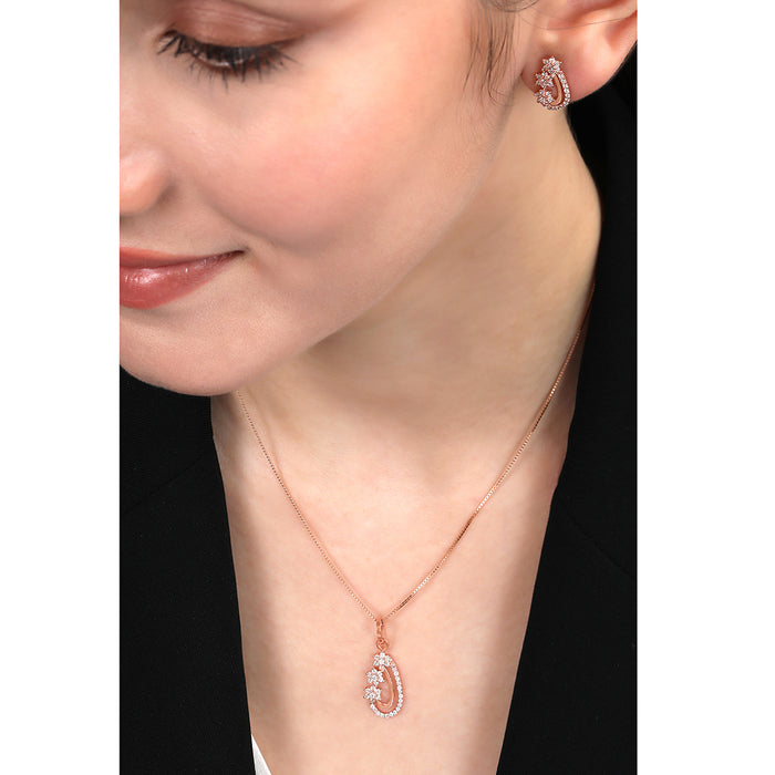 Exquisite Charm Rose Gold Plated 925 Sterling Silver Jewelry Set