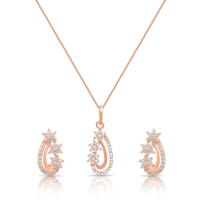 Exquisite Charm Rose Gold Plated 925 Sterling Silver Jewelry Set