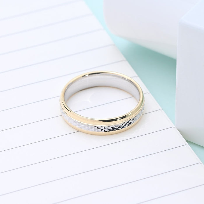 Exquisite Dual Tone Rhodium and Gold Plated 925 Sterling Silver Ring for Him (Adjustable)