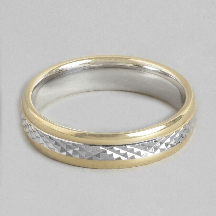 Exquisite Dual Tone Rhodium and Gold Plated 925 Sterling Silver Ring for Him (Adjustable)