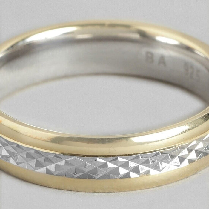 Exquisite Dual Tone Rhodium and Gold Plated 925 Sterling Silver Ring for Him (Adjustable)