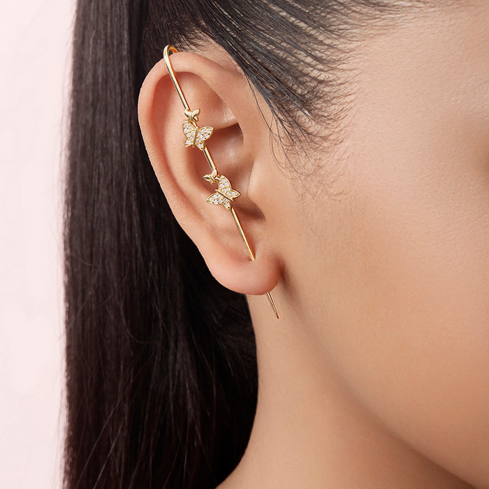 Fairy Wing Gold Plated 925 Sterling Silver Ear Cuff Earrings