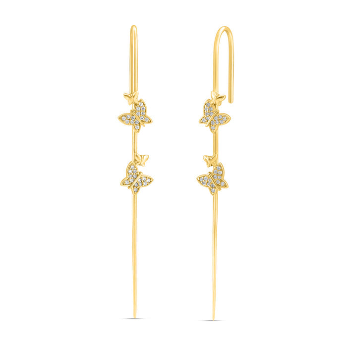 Fairy Wing Gold Plated 925 Sterling Silver Ear Cuff Earrings