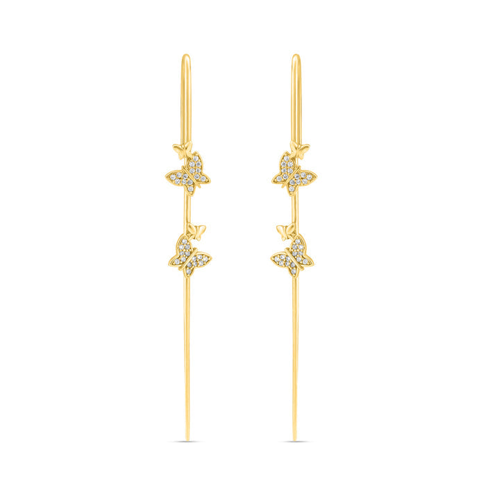 Fairy Wing Gold Plated 925 Sterling Silver Ear Cuff Earrings
