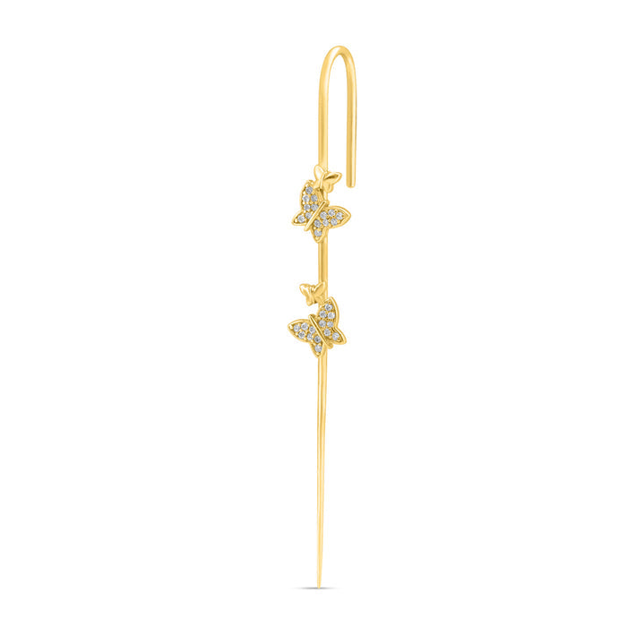 Fairy Wing Gold Plated 925 Sterling Silver Ear Cuff Earrings